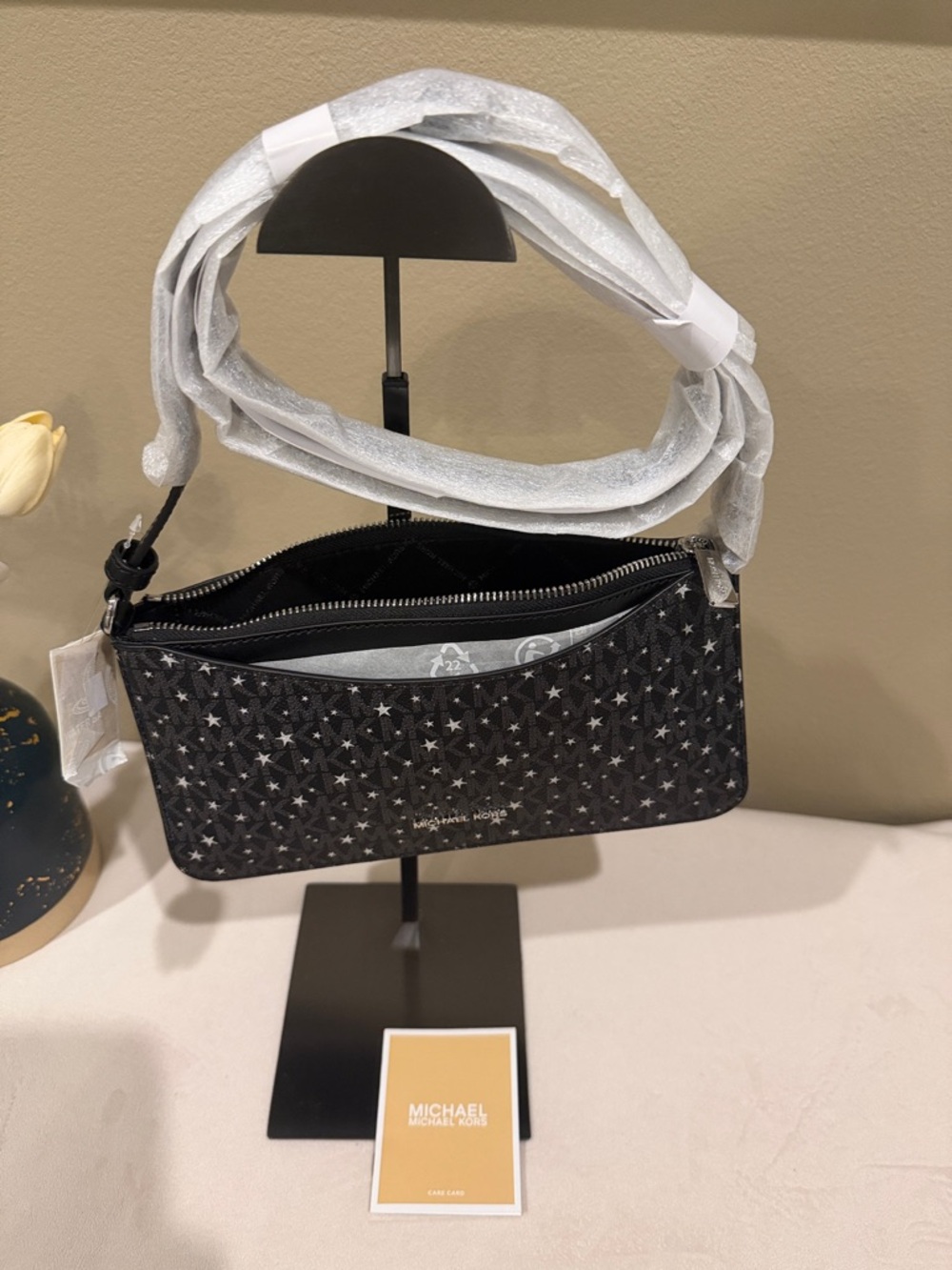 Michael Kors Black Star-Print Crossbody Pouch